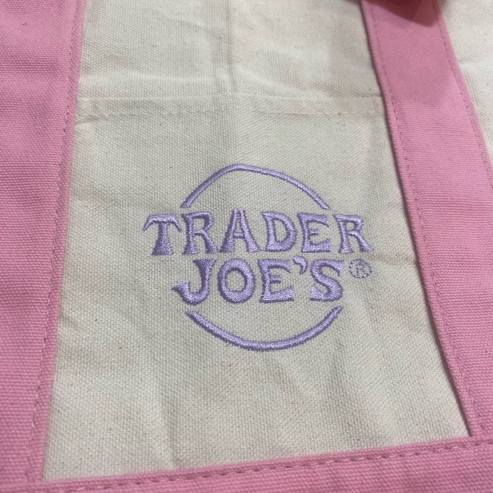 Trader Joe's Pink and Cream Tote Bag